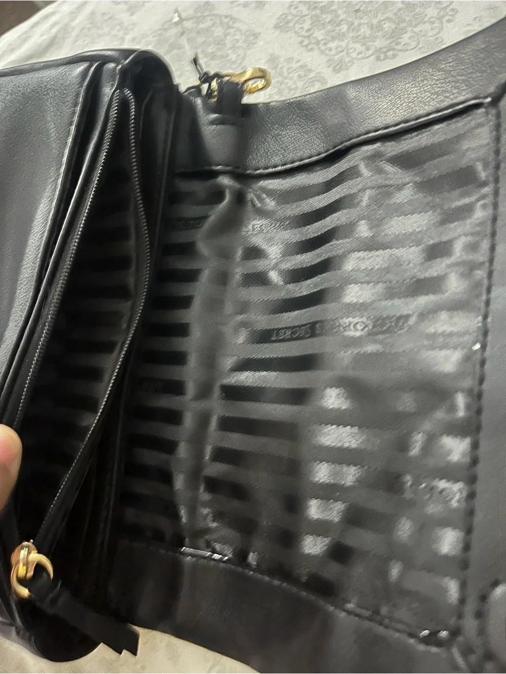 Black Quilted Wristlet Crossbody Bag